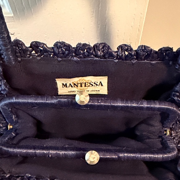 Mantessa Navy Blue Woven Handbag - Picture 3 of 4